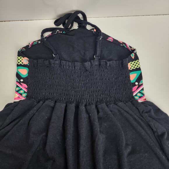 Fab Kids Black Colorful V-Strap Elastic Top Romper Children's Girls Size LG - Picture 6 of 8